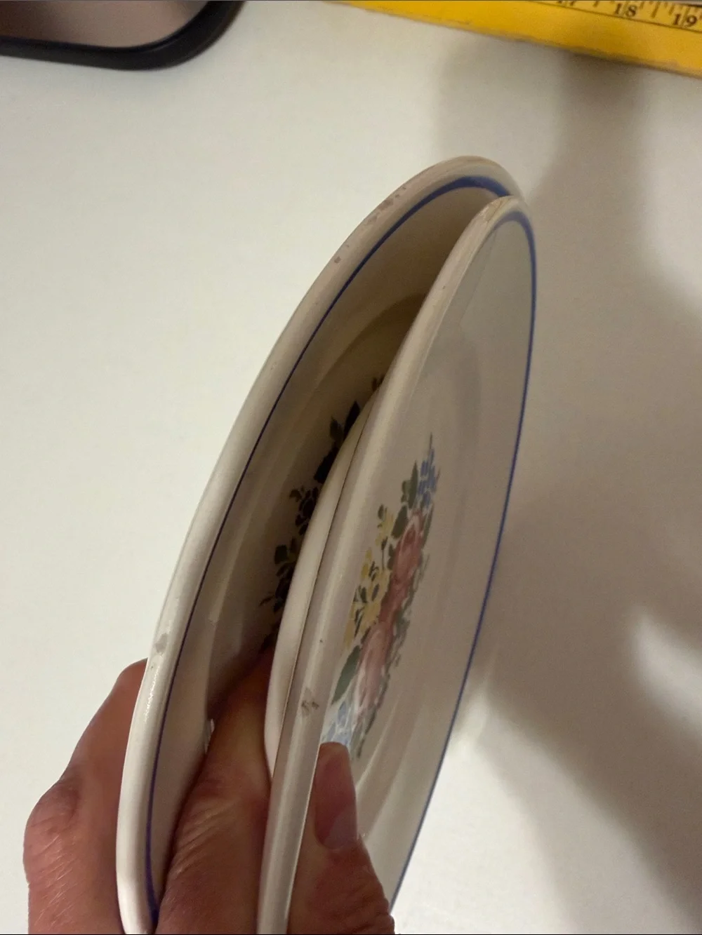 Vintage Waechtersbach GERMANY Rose Dec.2540 hand painted salad plates pair